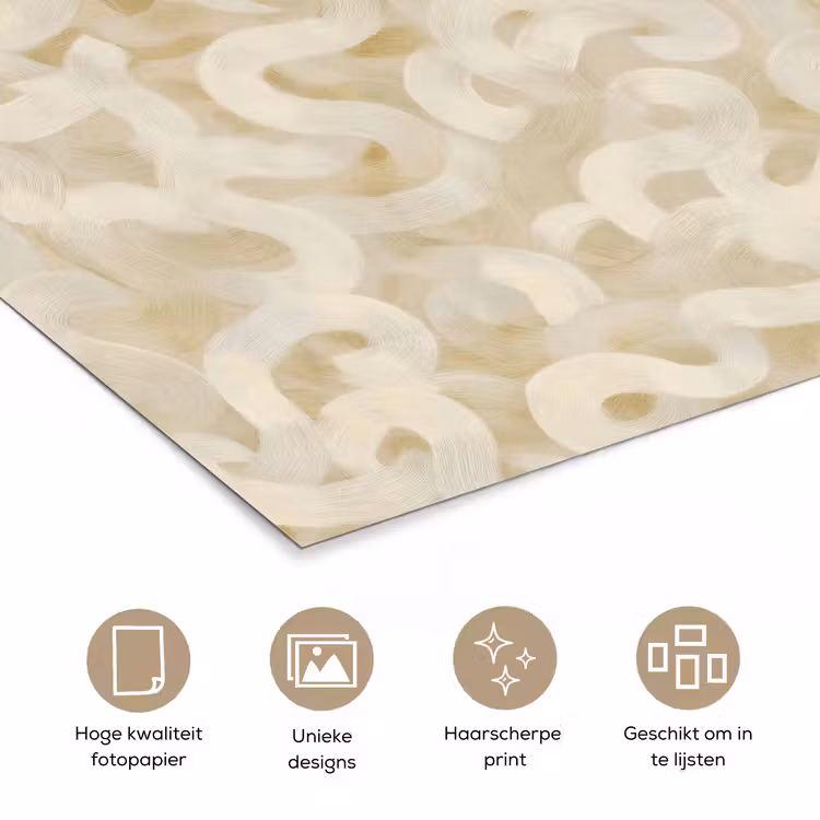 Abstract - Lijnen - Beige poster papier klein 62 -closeup_NL