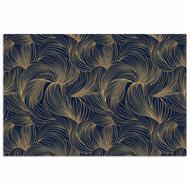 Abstract - Lijnen - Blauw - Goud poster papier klein 62 -3d