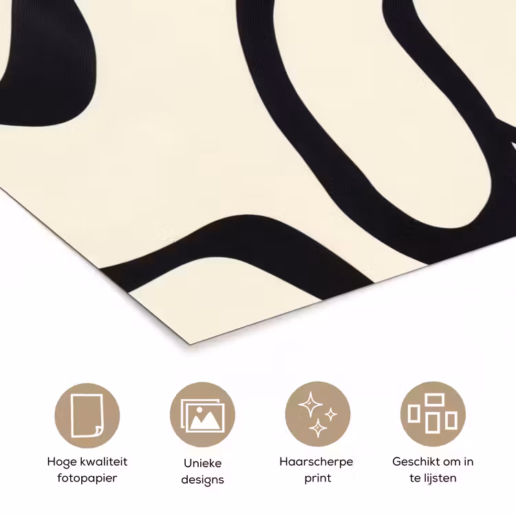 Abstract - Lijnen - Modern - Beige poster papier klein -closeup_NL