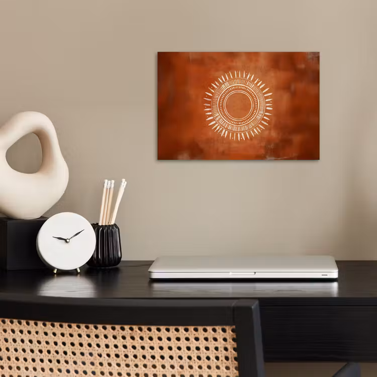 Abstract - Lijnen - Zonnestralen - Roodbruin poster papier klein -sfeer1