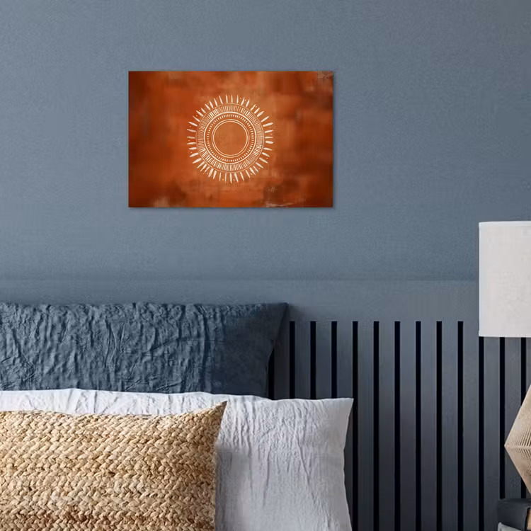 Abstract - Lijnen - Zonnestralen - Roodbruin poster papier klein -sfeer2