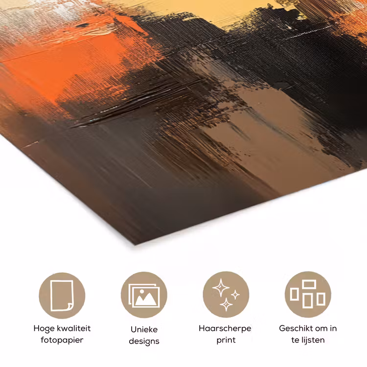 Abstract - Modern - Verflook - Herfst kleuren - Oranje poster papier klein -closeup_NL