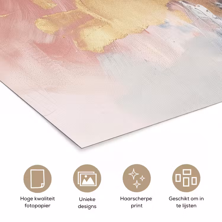 Abstract - Pastel kleuren - Goud - Modern - Aesthetic poster papier klein -closeup_NL
