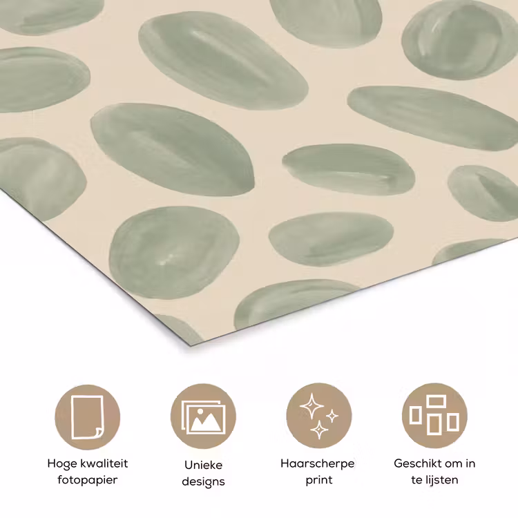Abstract - Patroon - Organisch - Groen - Modern poster papier klein -closeup_NL