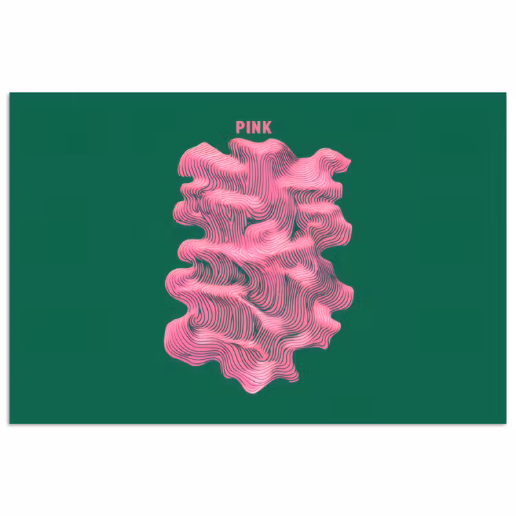 Abstract - Pink - Lijnen - Groen poster papier klein -3d