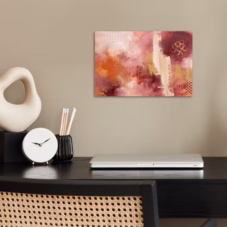 Abstract - Rood - Goud - Modern - Kunst poster papier klein -sfeer1