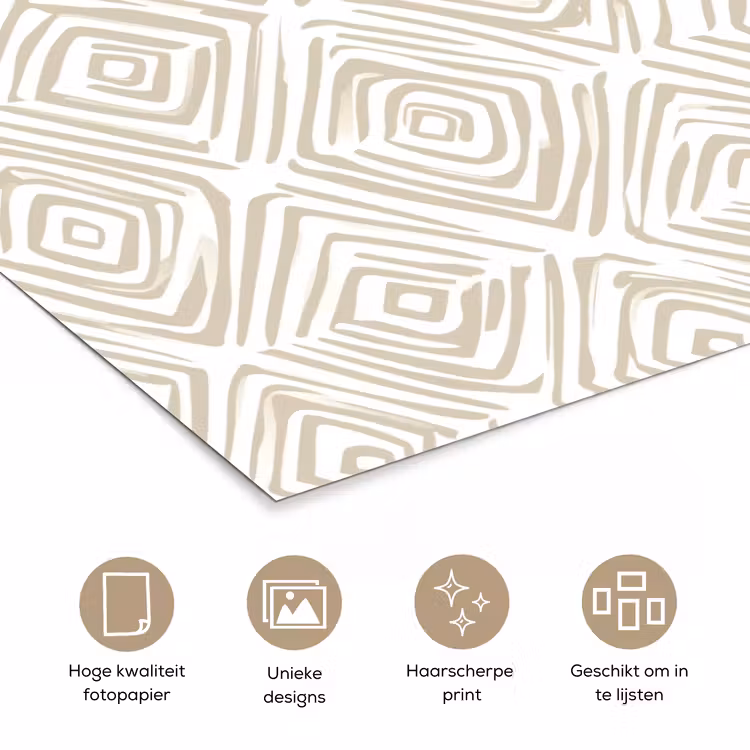 Abstract - Ruit - Beige poster papier klein 62 -closeup_NL