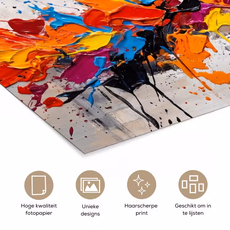 Abstract - Schilderij - Kleurrijk - Dynamisch poster papier klein -closeup_NL