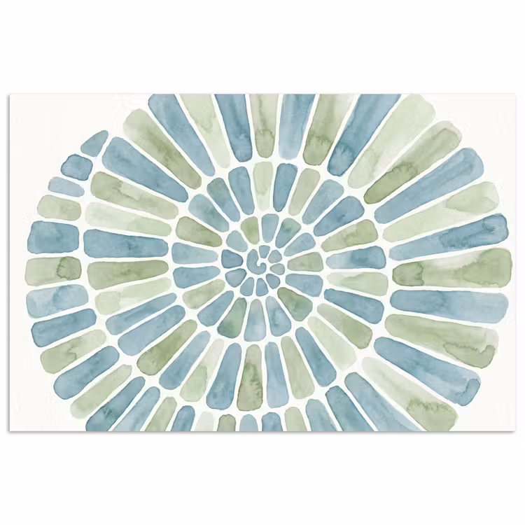 Abstract - Spiraal - Patroon - Modern - Blauw-Groen poster papier klein -3d