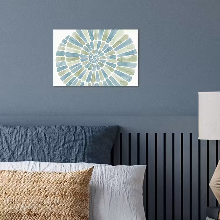 Abstract - Spiraal - Patroon - Modern - Blauw-Groen poster papier klein -sfeer2