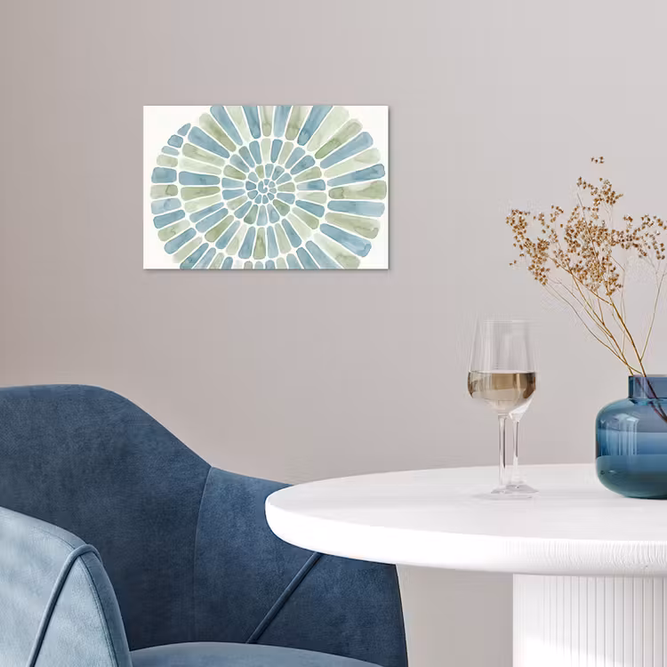 Abstract - Spiraal - Patroon - Modern - Blauw-Groen poster papier klein -sfeer3