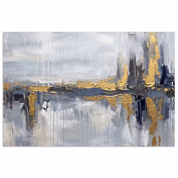 Abstract - Structuur - Goud - Grijs - Modern poster papier klein -3d