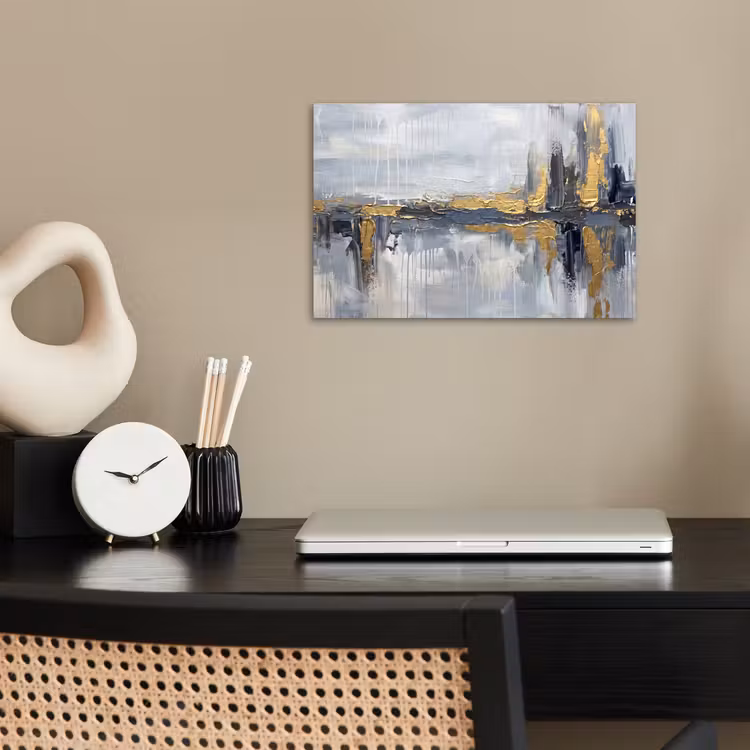 Abstract - Structuur - Goud - Grijs - Modern poster papier klein -sfeer1