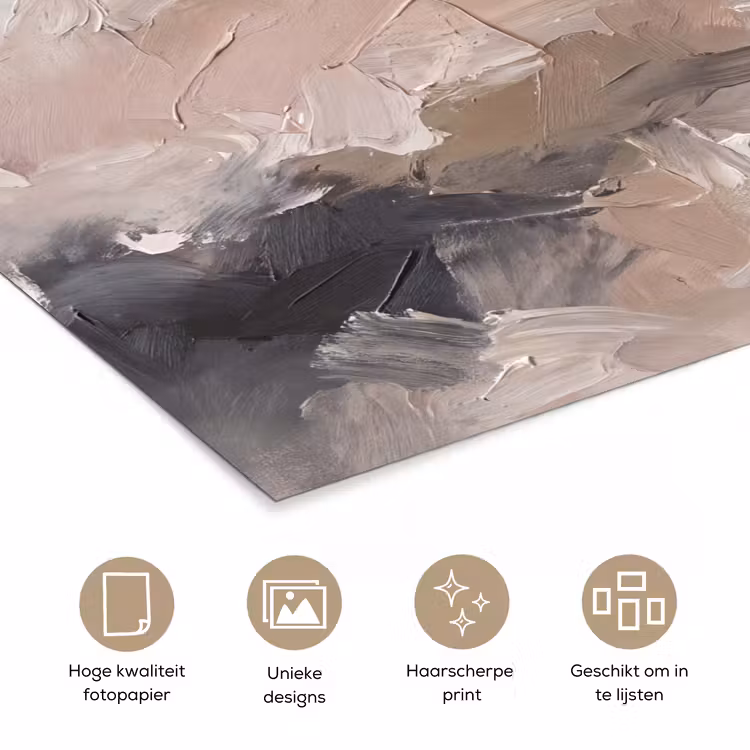 Abstract - Textuur - Kunst - Modern - Beige poster papier klein -closeup_NL