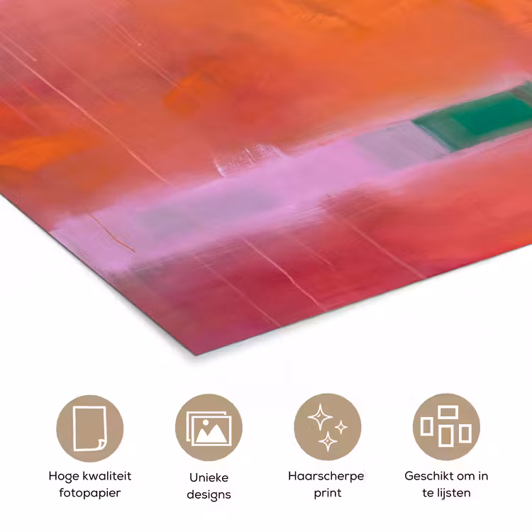 Abstract - Vlakken - Kunst - Modern - Oranje poster papier klein -closeup_NL