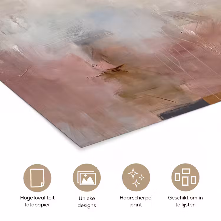 Abstract - Vloeiend - Kunst - Modern - Beige poster papier klein -closeup_NL