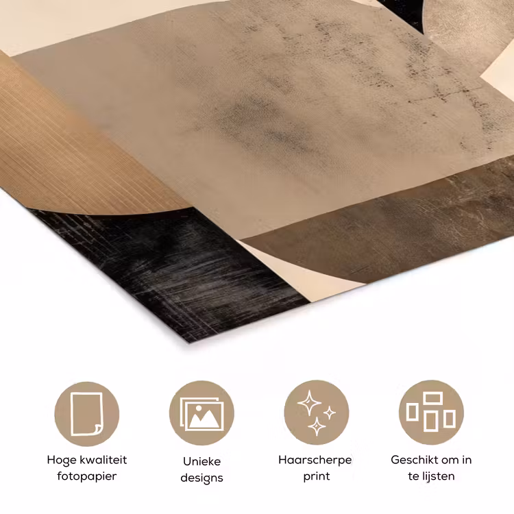 Abstract - Vormen - Modern - Beige poster papier klein -closeup_NL