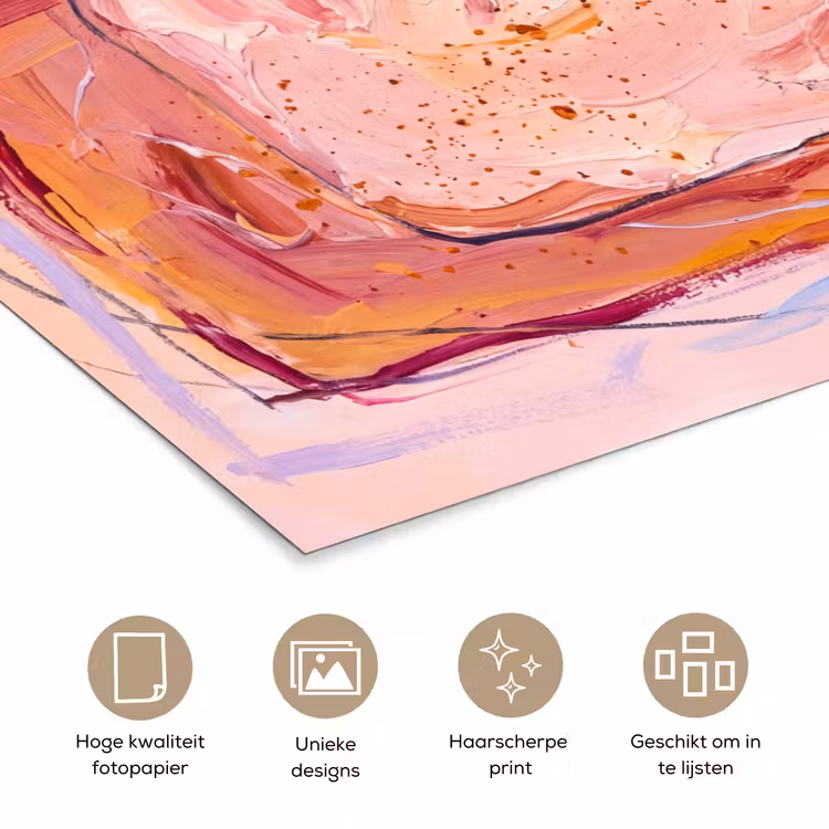 Abstract - Vormen - Modern - Roze poster papier klein -closeup_NL