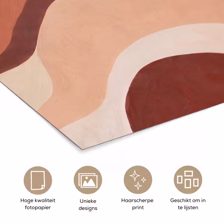 Abstract - Vormen - Organisch - Aardetinten - Modern poster papier klein -closeup_NL