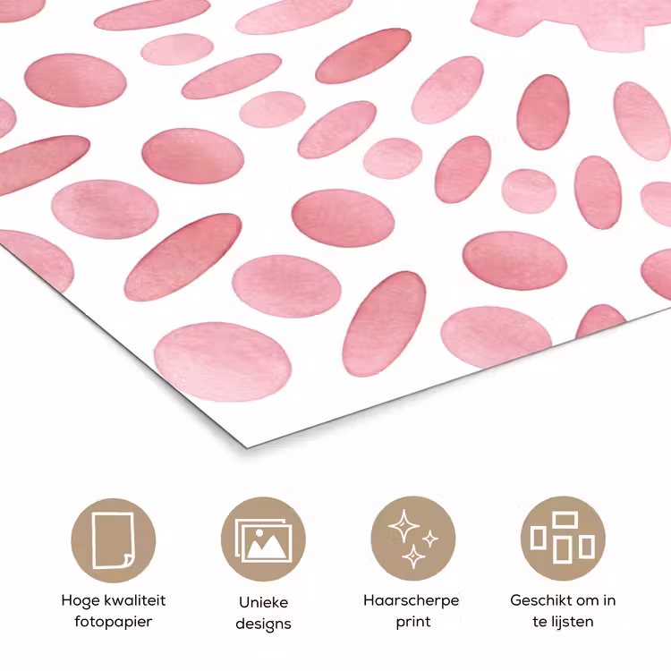 Abstract - Vormen - Patroon - Aquarel - Roze poster papier klein -closeup_NL