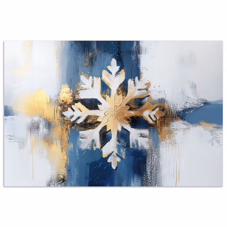 Abstract - Winter - Sneeuwvlok - Sneeuw - Goud poster papier klein -3d