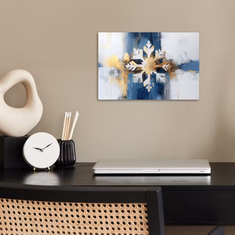 Abstract - Winter - Sneeuwvlok - Sneeuw - Goud poster papier klein -sfeer1