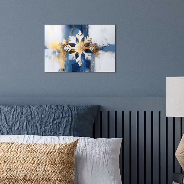 Abstract - Winter - Sneeuwvlok - Sneeuw - Goud poster papier klein -sfeer2