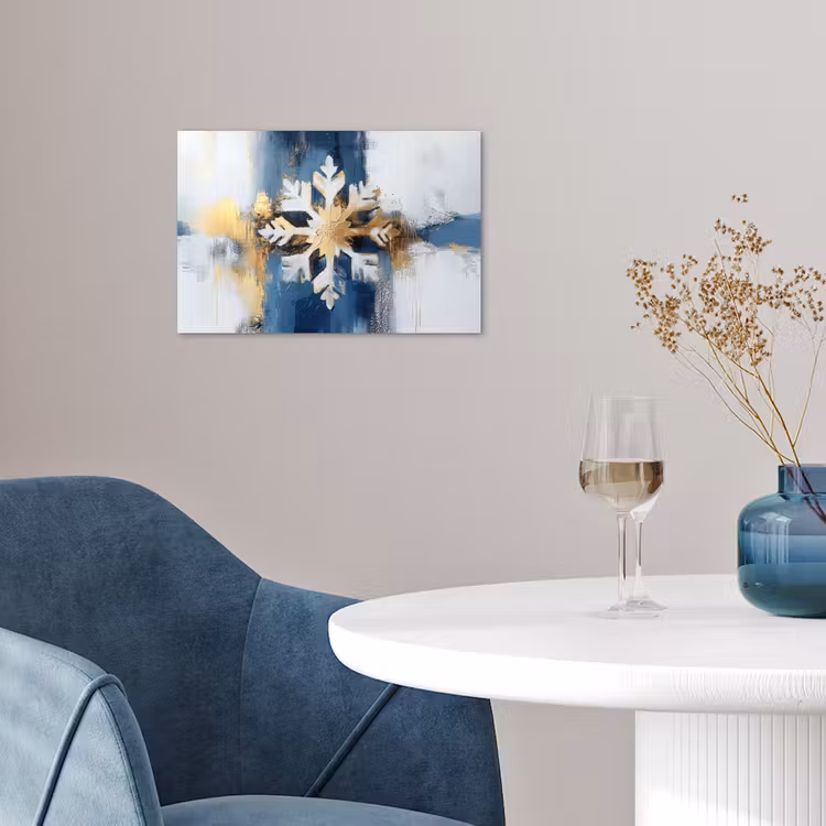 Abstract - Winter - Sneeuwvlok - Sneeuw - Goud poster papier klein -sfeer3