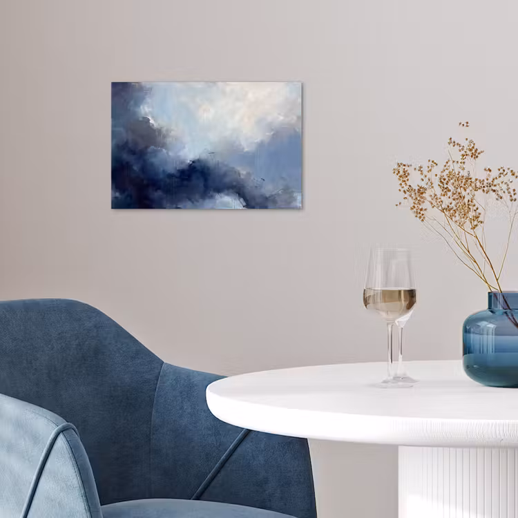 Abstract - Wolken - Modern - Blauw - Kunst poster papier klein -sfeer3