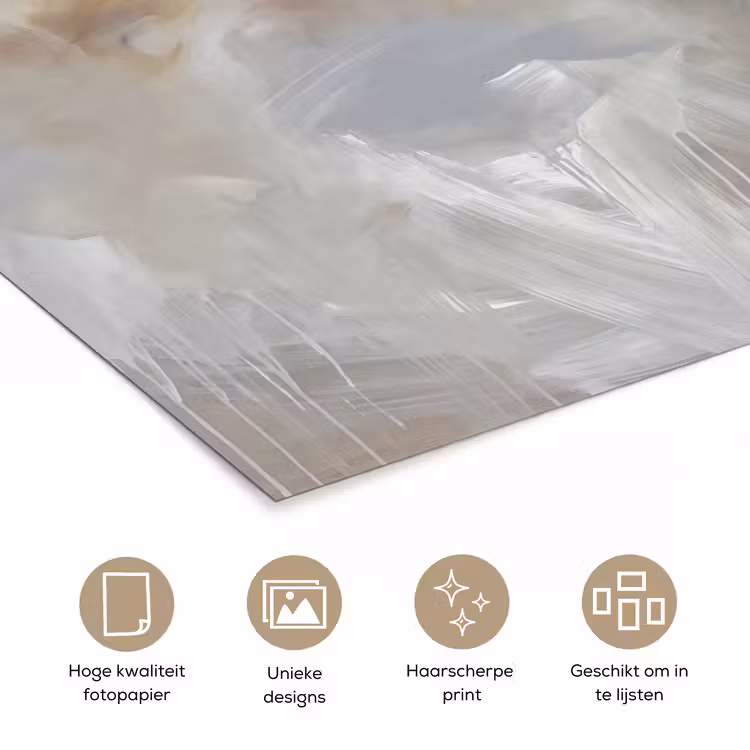 Abstract - Wolken - Sfeer - Modern - Beige poster papier klein -closeup_NL