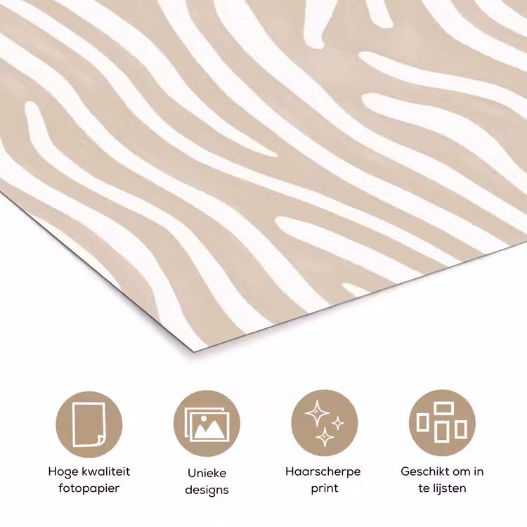 Abstract - Zebra - Beige poster papier klein 62 -closeup_NL