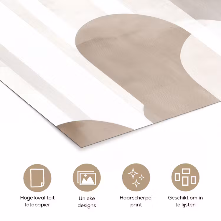 Abstracte bogen - Modern - Beige poster papier klein -closeup_NL