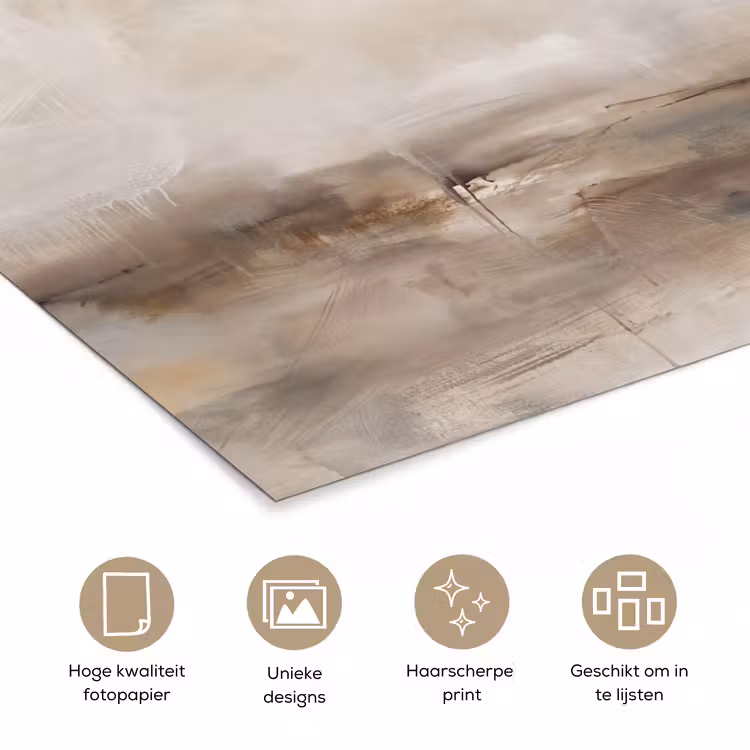 Abstrakt - Landschap - Modern - Beige - Kunst poster papier klein -closeup_NL