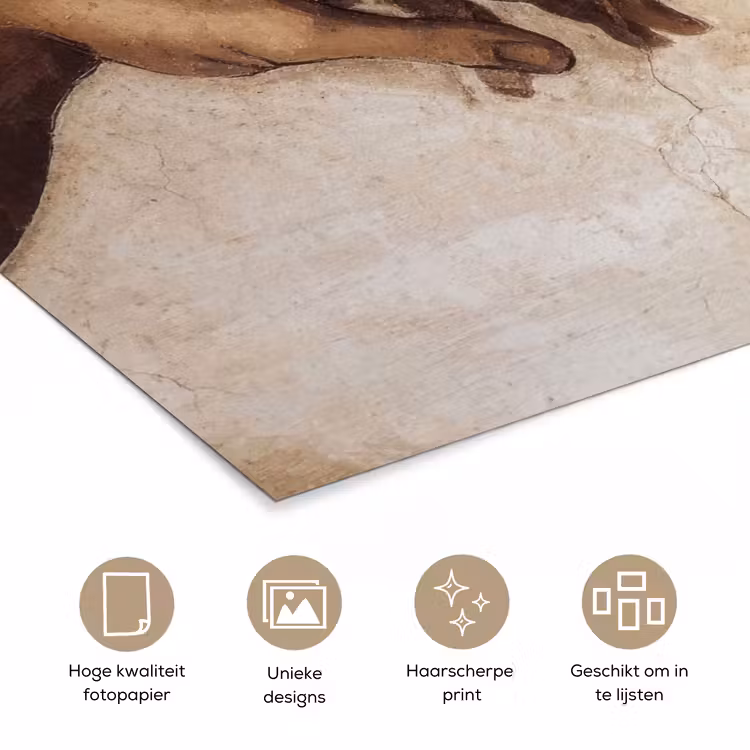 Adam - Michelangelo - Schilderij - Creation of Adam poster papier klein -closeup_NL