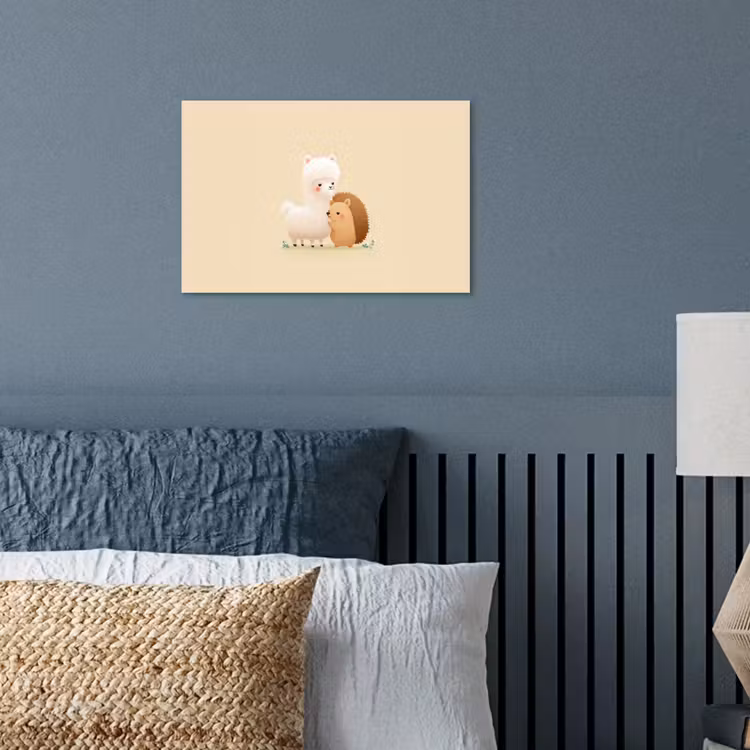 Alpaca - Egel - Bruin - Knuffelen poster papier klein -sfeer2