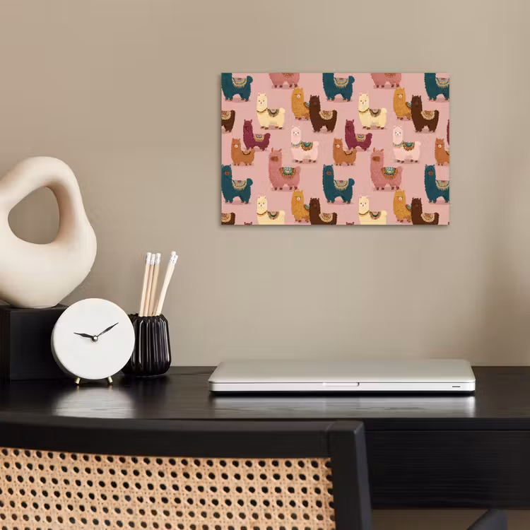 Alpaca's - Patroon - Kleurrijk poster papier klein 62 -sfeer1