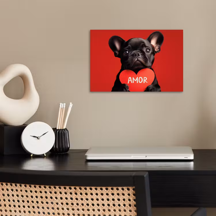 Amor - Hond - Hartje - Rood poster papier klein -sfeer1