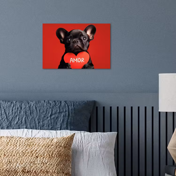 Amor - Hond - Hartje - Rood poster papier klein -sfeer2