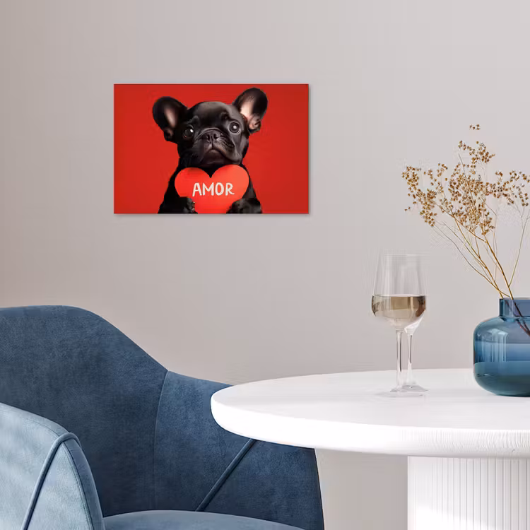 Amor - Hond - Hartje - Rood poster papier klein -sfeer3