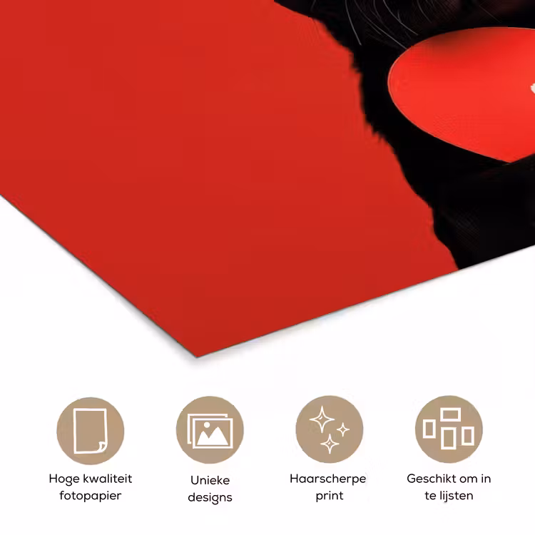 Amor - Hond - Hartje - Rood poster papier klein -closeup_NL
