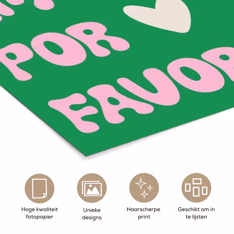 Amor - Valentijn - Groen - Tekst poster papier klein -closeup_NL