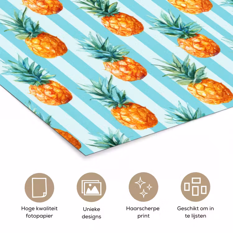 Ananas - Strepen - Groen poster papier klein 62 -closeup_NL
