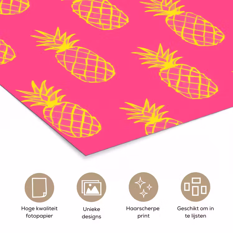 Ananas - Trendy - Roze poster papier klein 62 -closeup_NL