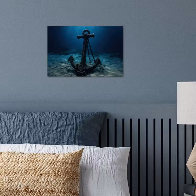 Anker - Ijzer - Zeebodem - Zand poster papier klein -sfeer2