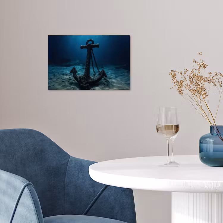 Anker - Ijzer - Zeebodem - Zand poster papier klein -sfeer3