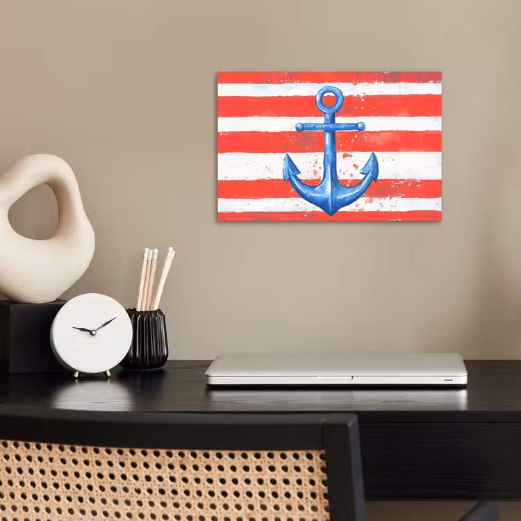 Anker - Verfspatten - Rood - Blauw poster papier klein -sfeer1