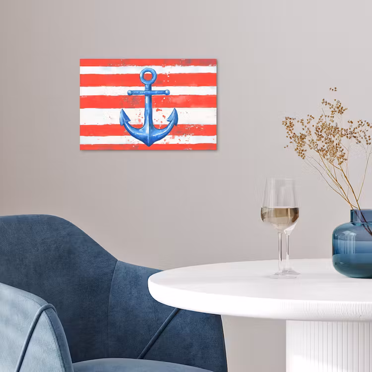 Anker - Verfspatten - Rood - Blauw poster papier klein -sfeer3