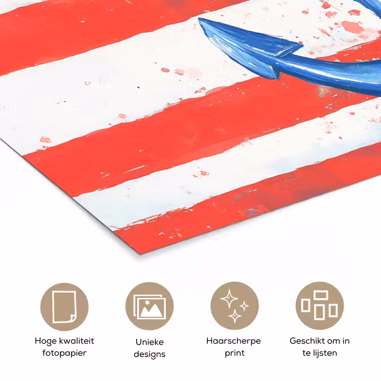 Anker - Verfspatten - Rood - Blauw poster papier klein -closeup_NL