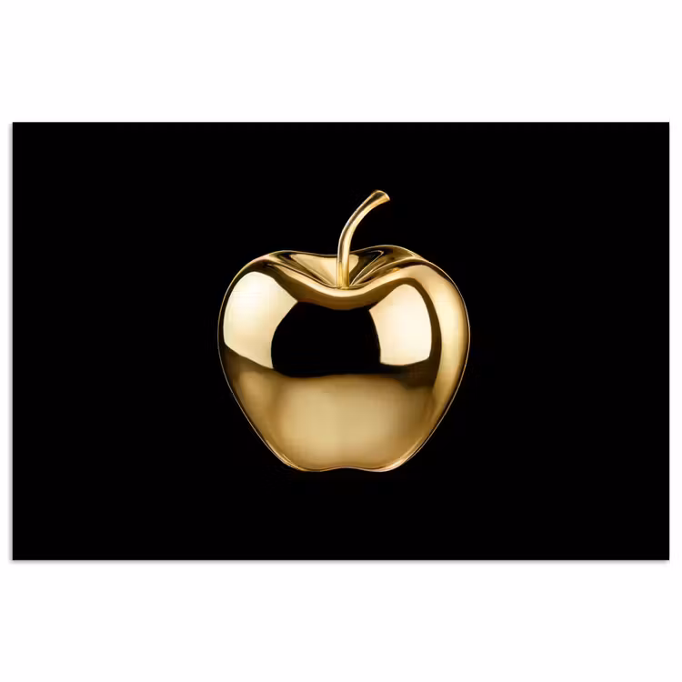 Appel - Goud - Chrome - Zwart poster papier klein -3d