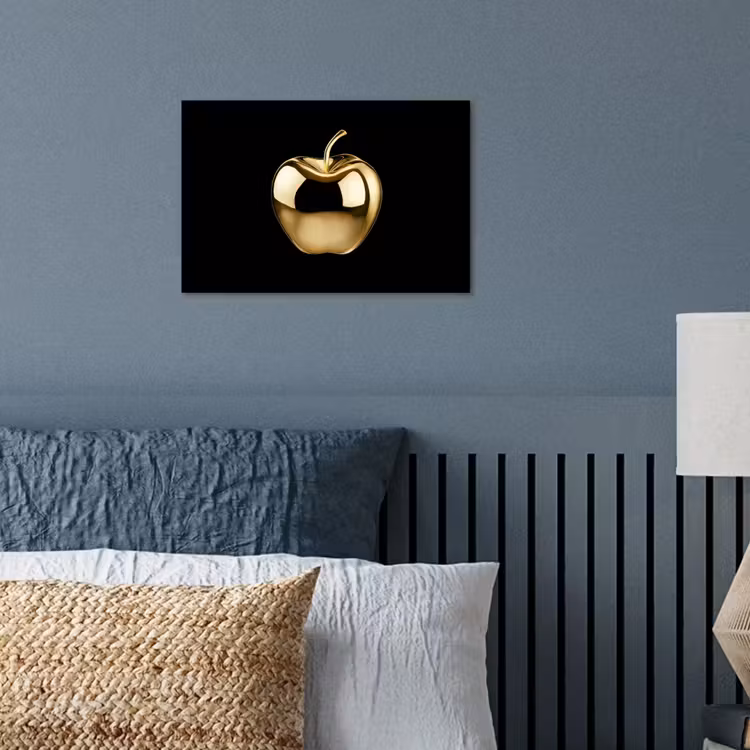 Appel - Goud - Chrome - Zwart poster papier klein -sfeer2